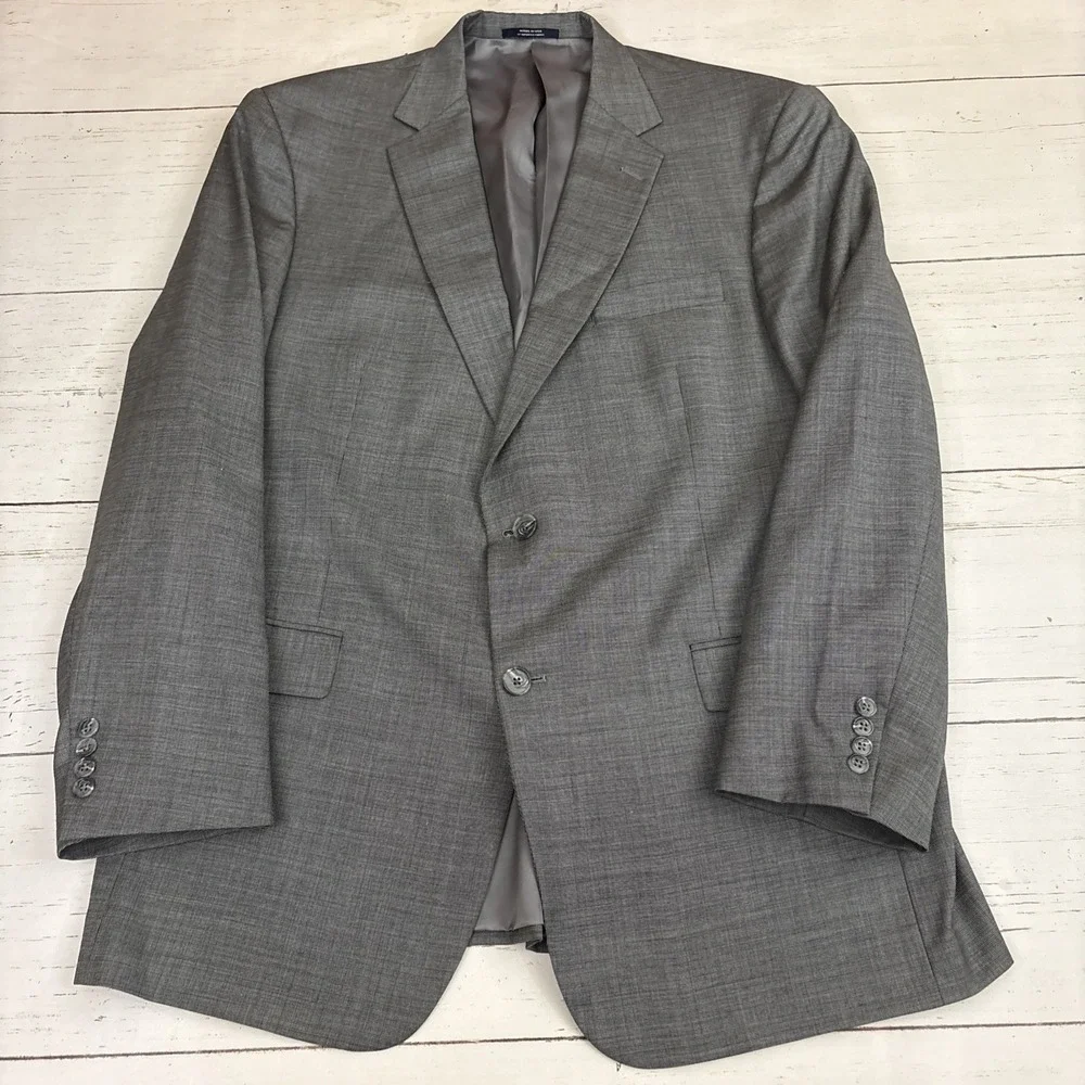 Hart Schaffner Marx Suit Gray Solid 46L 40W 30I
